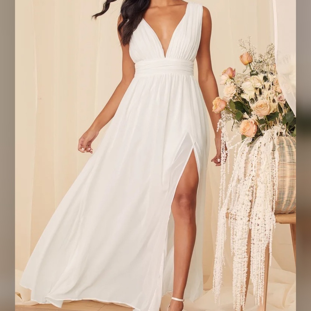 Lulus Heavenly Hues White Maxi Dress